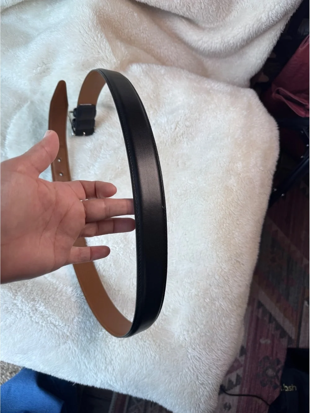 Nordstrom Men's Shop Black Leather Dress Belt with Silver Hardware- size 38